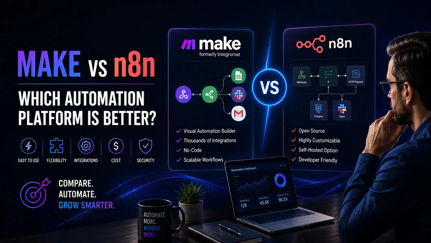 Make vs n8n: Which Automation Platform Is Better? 1 Make vs n8n Which Automation Platform Is Better - Best AI Workflows