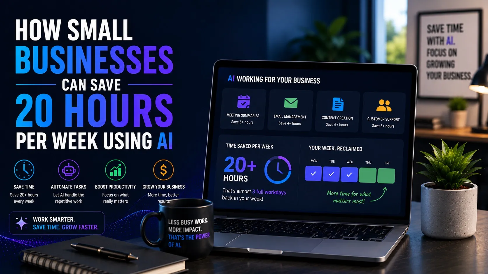 How Small Businesses Can Save 20 Hours Per Week Using AI 1 How Small Businesses Can Save 20 Hours Per Week Using AI - Best AI Workflows
