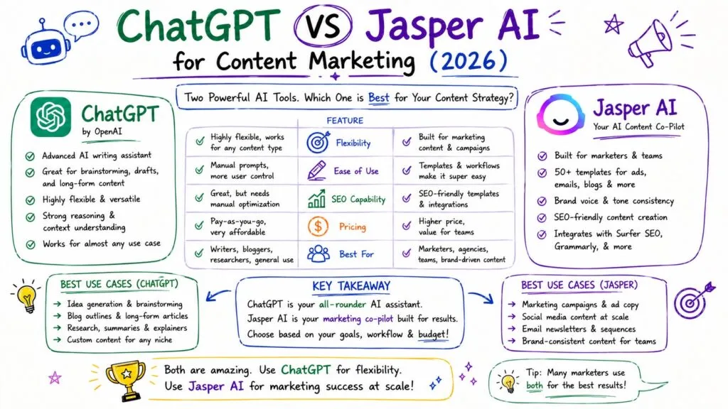 ChatGPT vs Jasper AI for Content Marketing (2026) - Internal Image - Best AI Workflows